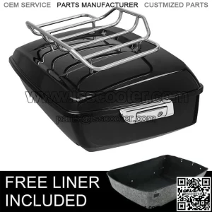 Black King Pack Trunk Chrome Luggage Rack Fit For Harley Tour Pak Touring 14-23 (For: Harley-Davidson)