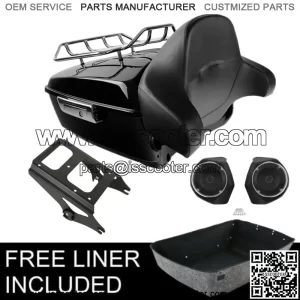 Black King Pack Trunk Pad Rack Speakers Fit For Harley Tour Pak Road Glide 09-13 (For: Harley-Davidson)