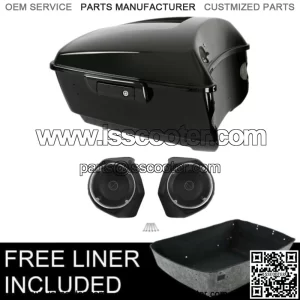 Black King Pack Trunk Speakers Fit For Harley Tour Pak CVO Electra Glide 14-23 (For: Harley-Davidson)