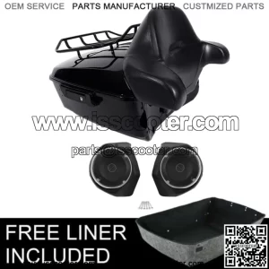 Black King Tour Trunk Backrest Top Rack Speakers Fit For Harley Touring 14-23 22 (For: Harley-Davidson)