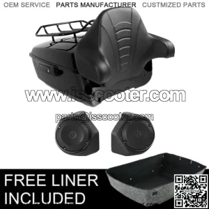 Black King Trunk Pad Speakers Top Rack Fit For Harley Tour Pak Road Glide 14-23