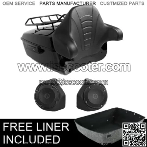 Black King Trunk Pad Top Rack Speakers Fit For Harley Tour Pak Road Glide 14-23 (For: Harley-Davidson)
