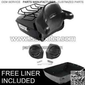 Black King Trunk Pad Top Rack Speakers Fit For Harley Tour Pak Touring 2014-2022 (For: Harley-Davidson)
