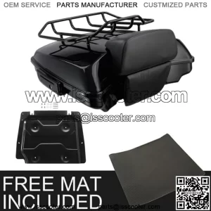 Black Razor Trunk Backrest Rack + Plate Fit For Harley Tour Pak Road Glide 14-22 (For: Harley-Davidson)