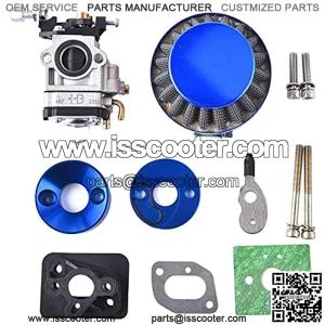 15mm Carburetor Upgrade Kit Air Filter Set Compatible with 2 Stroke 43cc 47cc 49cc Standup Gas Scooter ATV Quad Pocket Bike XG-550 BladeZ Moby X Blue