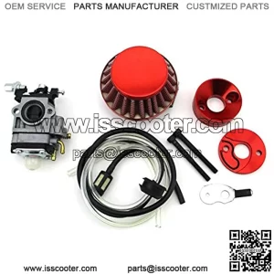 Red Racing 15mm Carburetor + Air Filter + Adapter Vstack + Fuel Hose For 23 33 43cc Big Foot Goped Blade Scooter 47c 49cc Pocket Bike Mini Dirt ATV