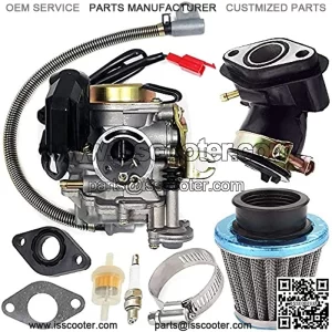 139QMB Carburetor for GY6 50CC 49CC 4 Stroke Scooter Taotao Engine 18mm carb+ Intake Manifold Air Filter - 50cc Carb,50 cc Scooter Carburetor,49cc Moped Parts 50CC by TOPEMAI