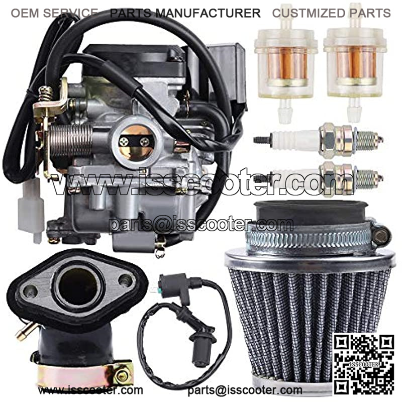 139QMB GY6 Carburetor Air Filter Ignition Coil Compatible with 18mm PD18J Carburetor 49cc 50cc Chinese Scooter Taotao Kymco Jonway Baja Banzer Barton Zipp Romet Jmstar Lance NST Peace