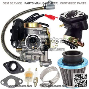 139QMB Carburetor for GY6 50CC 49CC 4 Stroke Scooter Engine 18mm carb+ Intake Manifold Air Filter - 50cc Carb,50 cc Scooter Carburetor,49cc Moped Parts 50CC by TOPEMAI