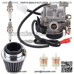 139QMB Carburetor with Air Filter Fuel Filter Spark Plug Replacement for GY6 49CC 50CC 4 Stroke Scooter Engine 19mm Carb
