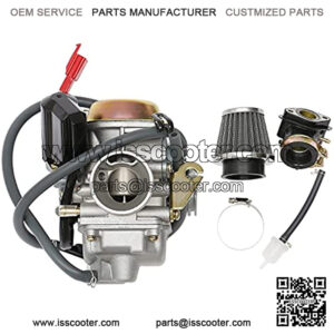 PD24J Carburetor 24mm for GY6 125cc 150cc 152QMJ 157QMI 4 Stroke Engines Electric Choke Motorcycle Scooter with Air Filter Intake Manifold