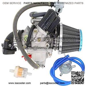 150cc GY6 Carburetor with Air Filter Intake Manifold Replacement for GY6 4 Stroke Engines Electric Choke Motorcycle Scooter 152QMJ 157QMI (with Vacuum Fuel Pump ,Hose Tube Line)