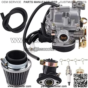 18mm GY6 Carburetor + GY6 Intake Manifold + GY6 Air Filter for 139QMB 139QMA 49CC 50CC 80CC 4 Stroke Engines