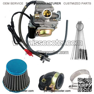 150cc Carburetor Compatible with GY6 4 Stroke Engines Electric Choke Motorcycle Scooter 152QMJ 157QMI with Air Filter Intake Manifold with Cleaning Brushes