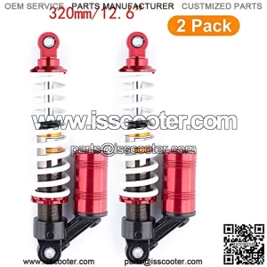 Motorcycle Rear Air Shock 12.6" 320mm Absorbers Pair Replacement Suspension Universal Compatible For Go Kart 2 pcs (Red)