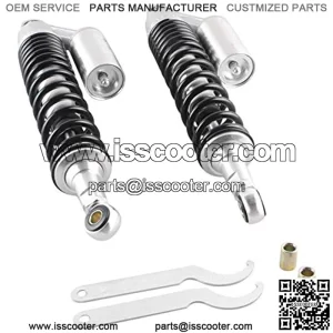 Universal Shock Absorber, 400mm 15.75" Eye To Eye Air Shock with Round End, Compatible with Honda Suzuki Kawasaki Yamaha Dirt Bike Go Kart ATV Dual Sport Street Bike, Silver