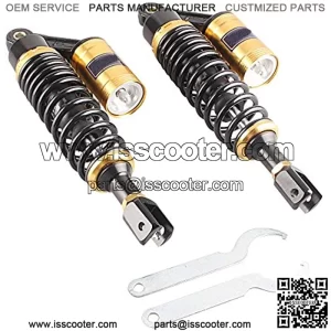 320mm 2Pcs Rear Motorcycle Shock Absorbers Suspension Eye to Clevis Universal for Kawasaki Honda Yamaha Suzuki Black & Gold,+
