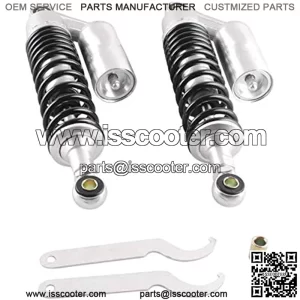 320mm A Pair Motorcycle Air Shock Absorbers Universal Fit For Suzuki Yamaha Kawasaki ATV Go Kart Quad Dirt Sport Bikes (Silver Black)