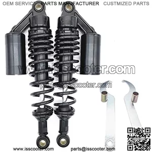 340mm Motorcycle Air Shock Absorbers Universal Fit for Honda Suzuki Yamaha Kawasaki ATV Go Kart Quad Dirt Sport Bikes (Black)