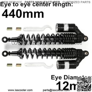 440mm 17.3 inch 8mm Spring Universal Motorcycle Air Shock Absorber Rear Suspension ATV Quad Scooter Dirt Bike For YZF-R1 YZF-R6 YZF-125 XC EXC XCF Black