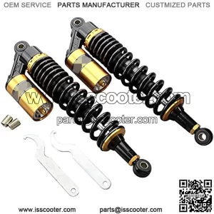 Pair Adjustable 13.5 Inch 340mm ATV Motorcycle Air Shock Absorbers Nitrogen Suspension Universal Fit for ATV UTV Go Kart Quad Dirt Sport Bikes Cafe Racer (Gold and Black)