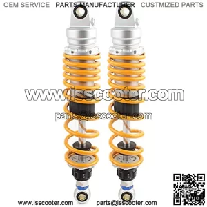 Pair 360MM Motorcycle Rear Shocks Absorbers Universal Fits for Honda Yamaha Suzuki Kawasaki Scooter ATV UTV Dirt Street Bike, Round End & Yellow