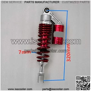 Falling Protection Universal 320mm Motorcycle Nitrogen Fork Clevis Shock Absorber Rear Suspension Fit for Yamaha Motor Scooter ATV Quad BWS X-MAX (Color : 7mm red Silver)