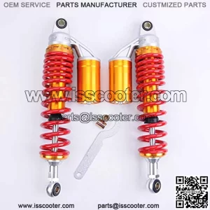 Air Gas Shock Absorbers 370mm 14.6 inches Round Ends Motorcycle Replacement Universal for Suzuki Kawasaki Yamaha Scooter Atv Quad Dirt Sport Bike Go Kart Red Golden