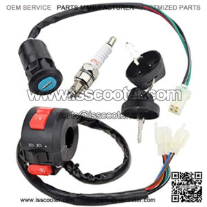 4 Wires Ignition Switch Key with Cap+3 Function Left Starter Switch Assembly for 50cc 70 cc 90cc 110 cc 125cc 150cc SUNL ATV Quad 4 Wheeler 125cc Apollo Dirt Bike Scooter Parts