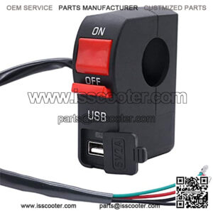 12v 7/8?? Universal Motorcycle Handlebar On Off Push Button Switch,with 12V5A USB Car Charger Headlight Control Switch for Motorcycle, ATV, Scooter or Snowmobile F006
