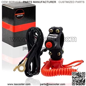 BR2-L02 Dirt Bike Handlebar Mount Safety Tether Engine Kill Stop Switch Push Button 12V 2 Wires for Honda Tohatsu Boat Outboard Motorcycle ATV Dirt Bike