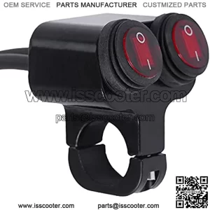 Waterproof Motorcycle ATV 7/8Light Bar SwitchHandlebar Double Control Kill Button SwitchHeadlight Spotlights Hazard Brake Fog Light ON Off Switches 12v 16A (Red)