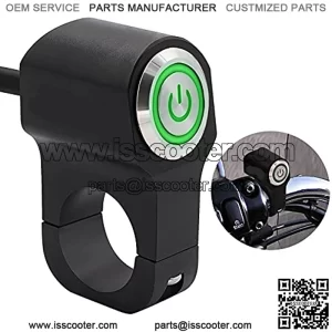 12v 10A Motorcycle ATV 7/8inch 22mm Handlebar Push Button Switch Headlight Hazard Brake Fog Light ON Off Switches-Green LED