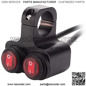 12v 16A Waterproof Motorcycle ATV 1 inch Handlebar Double Control Kill Button Switch Headlight Hazard Brake Fog Light ON Off Switches (Red) aluminium alloy Handlebars Switches