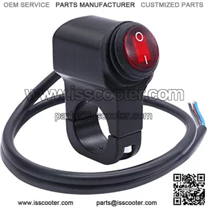 7/8Motorcycle Handlebar Switch Waterproof ATV Handlebar Light Switch 12v Red Led Illuminated Push Button Switch O/I Aluminum Alloy Motorcycle Control Switch with 50cm Connect Line F014