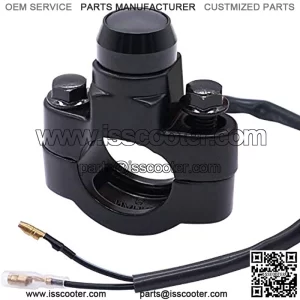 7/8" Motorcycle ATV Handlebar Latching Headlight Fog Brake Light Aluminium Alloy Button Switch Black with 60cm Connect Line and Two Bullet Connectors F011