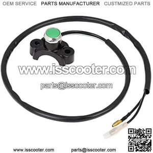 CYCLE Aluminum Alloy Motorcycle Handlebar Control Horn Start Switch Momentary Action Button with Two Connectors Green