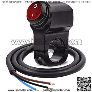 [Red Light] Waterproof IP68 Toggle Switch for Motorcycle Lights, 12V Handlebar Light Switch Solid AL Alloy - Fits 7/8" Handlebars Red Light