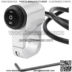 Sollon 12V Waterproof Motorcycle ATV Handlebar Headlight Switch, for 7/8" Motorcycle Handlebar On-Off-On Button Switch, Aluminium Alloy Fog Brake Light Switch, Double Coating