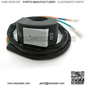 7/8" Motorcycle Handlebar Mount Headlight Fog Light Switch with Two Bullet Connector (Gray Button)