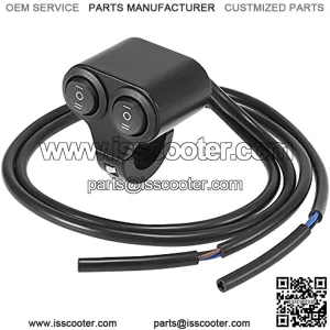 DC 12V 7/8" 22mm Motorcycle Handlebar Double Control Push Switch with Turn Signal Light High Low Beam Button Black