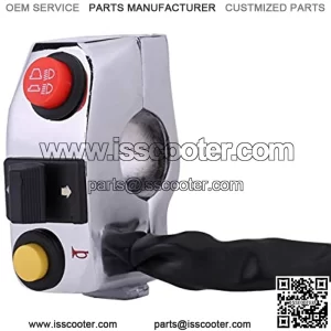 Handlebar Switch with Wire, 7/8" Motorcycle Handlebar Mount Switches with Horn Turn Signal High Low Beam Control(Silver)