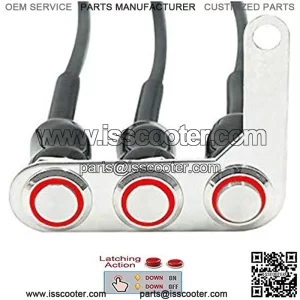 Universal Stainless Steel LED Motorcycle Switch ON-OFF Handlebar Adjustable Mount Waterproof Switches Button DC12V Fog Light (E-RED)