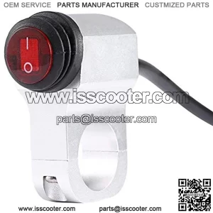 12V Motorcycle Handlebar Switch, Waterproof Aluminium Alloy Headlight Mount Switches 16A for 7/8" 22mm Handlebar Fog Spot Light On Off Led Indicator, (Silver)