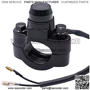 7/8" Motorcycle ATV Handlebar Latching Headlight Fog Brake Light Aluminium Alloy Button Switch Black with 60cm