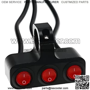 Waterproof 7/8Motorcycle Switch, 12V Handlebar Three Control Kill Button Switch, Red Led Illuminated Motorcycle Control Kill Button Switch