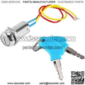 Ignition Switch with Key, 2 Wire Key Ignition Switch Scooter Key Replacement, Universal Locking Keys Lock for Electric Scooter ATV Moped Kart