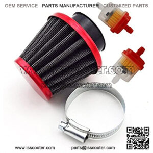 Red Motorcycle 38mm Air Filter Fuel Cleaner For 50cc 90cc 110cc 125cc Pit Dirt Bike ATV & GY6 50cc QMB139 Engine Moped Scooter