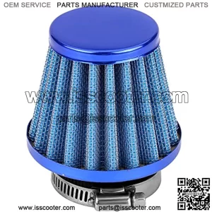 38mm Universal Motorcycle Clamp-On Air Intake Filter Kit, Auto Cold Air Intake Scooter Atv Dirt Pit Bike Motorcycle Air Filter (Blue)
