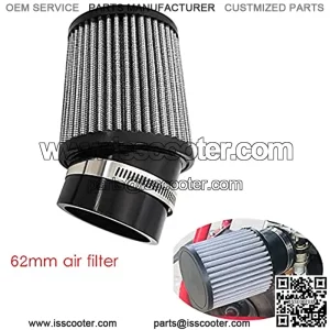 62mm Air Filter Kit 2-7/16" Id Engine Cleaner 420cc High Performance Compatible For Predator 212cc / Clone 196cc Atv Gx160 Gx200 Scooter Quad Go Kart Moped Honda Gx390 Dirt Racing Bike (White)